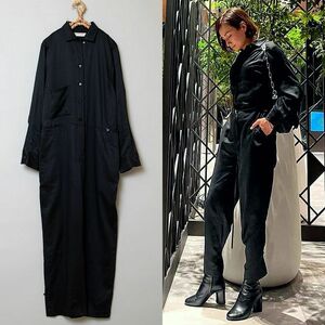 定価17,600円 美品 nee mee / neemee 佐田真由美 LINEN BLEND JUMP SUITS リネン ジャンプスーツ オールインワン ツナギ BLACK