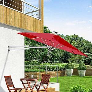 Outdoor, 2.5m Round, Wall-Mounted, Foldable, Garden Umbrella, Angle Adjustable, Aluminum Alloy, Suitable For Backyard Outdoor,