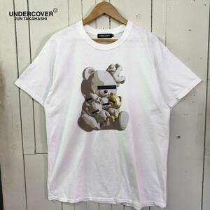 UNDER COVER JUN TAKAHASHI アンダーカバー　ジュンタカハシ 目隠しクマ ベア Tシャツ ホワイト メンズ Lサイズ カットソー 半袖 プリント