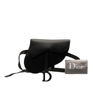 ディオール ロゴ サドルバッグ ショルダーバッグ ウエストバッグ ブラック レザー レディース Dior 【中古】
