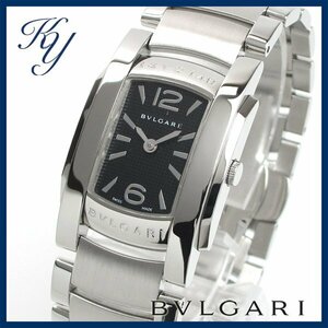 1円～ 3ヶ月保証付き 磨き済み 美品 本物 定番 人気 BVLGARI ブルガリ アショーマD AA35S ブラック レディース 時計
