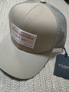 新品 未使用 フィルソン FILSON メッシュキャップ ベージュ コットン 帽子 ワッペンデザイン トラッカーキャップ 国内正規品