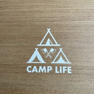 13. 【送料無料】CAMP LIFE テント 斧 カッティングステッカー キャンプ アウトドア CAMP 【新品】