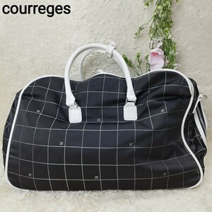 courreges クレージュ ボストンバッグ 旅行バッグ ハンドバッグ ショルダー付 2way 大容量 ナイロン ブラック