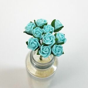 造花[ミニ・ペーパーフラワー バラ（ライトブルー #167） 直径約5-8mm 10本] 手作り雑貨 ハンドメイド素材 アートフラワー ミニ造花