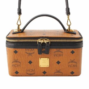 【エムシーエム】MCM　ロゴ 総柄 ヴィセスト バニティ 2way ショルダー ハンドバッグ ブラウン 【中古】【正規品保証】206313