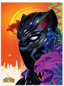 映画 ブラックパンサー 限定ポスター 未開封品　Sideshow制作　限定250部　シリアルナンバー付　Black Panther by Doaly art print poster