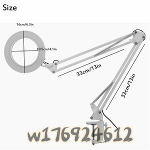 拡大鏡 デスクランプ 10倍レンズ 64 LEDライト クランプ付き 修理 工芸 読書 クローズワーク 3つの調光モード USB電源 ハンズフリー拡大鏡