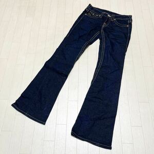 和293★③ TRUE RELIGION JOEY トゥルーレリジョン USA製 デニムパンツ ジーンズ フレアデニム ジップフライ 27 濃紺 レディース