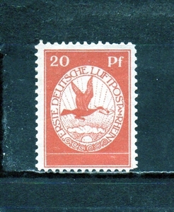 194092 ドイツ帝国 1912年 普通 航空郵便専用切手 20pf 茶赤 未使用NH