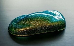 DIY MASTER ガラスラメフレーク (偏光) ゴールドxスカイブルー 0.4mm 50g　(検 関西ペイント コルク半 車 ラメ フレーク