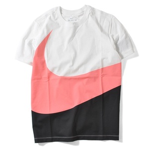 ナイキ HBR スウッシュ Tシャツ Sサイズ ホワイト/ピンク 白 SWOOSH TEE ロゴ 半袖 コットン ビッグスウォッシュ 送料370円