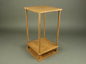 【宇】1920 桑材 桑小卓 組立式 銅製建水付 紙箱 茶道具
