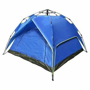 【新品即納】2WAY ワンタッチ式 ドーム型 テント 3人から4人用！ キャンプ アウトドア ワンタッチテント ドームテント ブルー 青 簡易