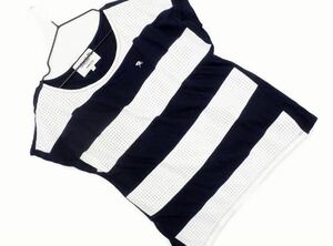 美品 アーノルドパーマー ボーダー Tシャツ トップス 半袖 カットソー ネイビー ホワイト マリン 紺ｘ白 レディース