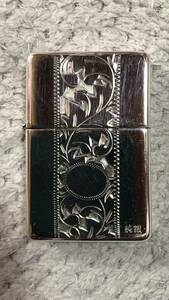 ☆ZIPPO☆1996☆ STRLING☆スターリングシルバー☆純銀☆フラット☆彫柄☆中古☆火花確認済☆フリント新品☆送料込み☆１円スタート☆