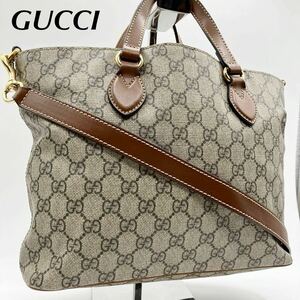 ●美品/斜め掛け ●GUCCI グッチ ●GGスプリーム ●2WAY ハンドバッグ ショルダーバッグ トート ●PVC レザー ●レディース 茶 ●473887