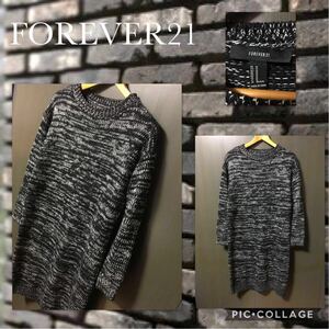 ◆FOREVER21 フォーエバー21 長袖 ニットワンピース ロング 丈96cm レディースM（M～LLぐらい） 厚手 ゆったり マタニティ可能 比較的綺麗