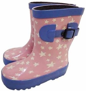 SG0369■ 新品 レディース　女性用 プリント レインブーツ 雨靴 長靴 スター柄 星柄 サイズ 15.0cm ピンク