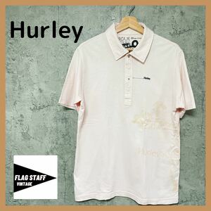 ハーレー Hurley フロントプリント ビッグロゴ サーフ カリフォルニア ゴルフウェア ポロシャツ 半袖シャツ ピンク サイズM 玉FL1030