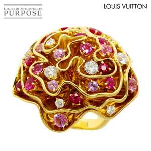 ルイ ヴィトン LOUIS VUITTON #50 リング サファイヤ ルビー ダイヤ K18 YG 750 指輪 Sapphire Ring【証明書付き】 90222384