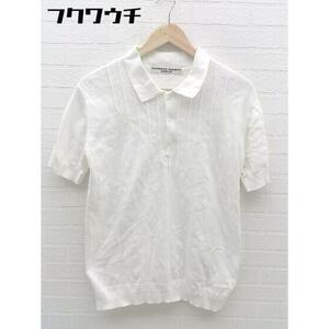 ◇ KATHARINE HAMNETT LONDON コットン ニット 半袖 ポロシャツ サイズM ホワイト メンズ