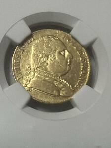 1815年　フランス　ルイ18世　20フラン金貨　NGC XF40