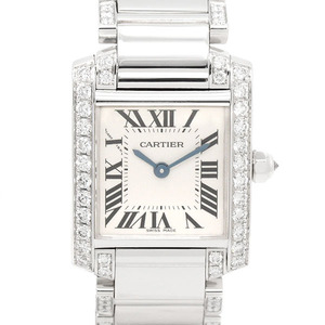 カルティエ Cartier タンクフランセーズ SM ホワイト文字盤 K18WG/ダイヤ レディース腕時計 クォーツ 20ｍｍ
