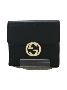 GUCCI◆2つ折り財布/レザー/BLK/メンズ