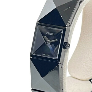 FENDI/フェンディ 4270L ブレス風 腕時計 ステンレススチール クオーツ 黒文字盤 レディース