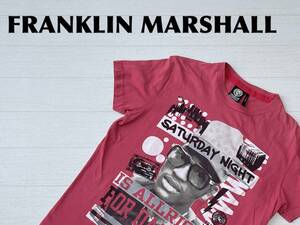 ☆送料無料☆ FRANKLIN MARSHALL フランクリンマーシャル 古着 半袖 プリント Tシャツ メンズ S ダークピンク イタリア製 トップス 中古