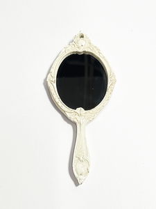 新品 アンティーク調 ハンドミラー ミニサイズ 小さな鏡 ミラー 鏡 手鏡 化粧道具 ホワイト 白