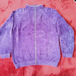 む146 Christian Dior サイズM セーター ナイロン 毛 モールヤーンニット 紫 ラインストーン ディオール 洋服