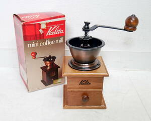 ▲(R605-I79) kalita カリタ mini coffee mill ミニ コーヒーミル 木製 手挽き 手動式 珈琲 高さ約17㎝
