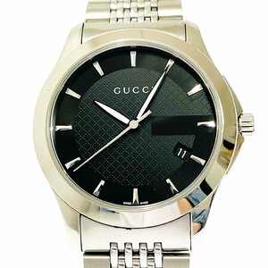 【1円スタート】GUCCI グッチ 126.4 Gタイムレス SS ブラック文字盤 クオーツ メンズ腕時計 262996