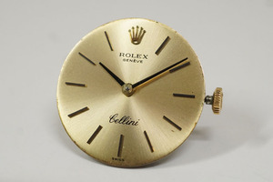 1円~【722】実働　ROLEX／ロレックス　Cellini／チェリーニ　Cal.1600　ムーブメント　手巻き　ゴールド　文字盤　パーツ　機械　腕時計