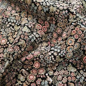 イラン製 ペルシャ絨毯 モリス柄 手織り シルク カーペット ラグ 敷物_ギャベ ギャッベ タブリーズ 中国段通 カシャーン