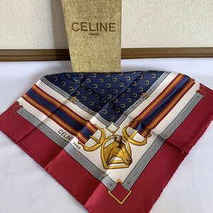 イタリア製新品CELINE セリーヌ●シルク大判スカーフ★サイズ86×86　
