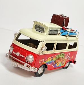 ブリキ ビンテージカー バス アイアン 車 レッド 赤 オブジェ 置物 雑貨 インテリア 飾り コレクション ビンテージ