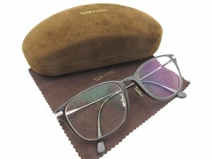 ★TOMFORD トムフォード　度入り 眼鏡 メガネ イタリア製 TF5715-D-B 052 53□20-145 ハバナ×シルバー系 ケースあり 中古品