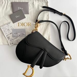 中古美品 Dior Saddle サドル ショルダー ハンドバッグ レディース グレインドカーフスキン 黒ブラック クリスチャンディオール 付属品