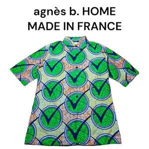 フランス製　agnes b　総柄ボタンシャツ　アニエスベー
