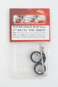 新品 NSR 1/32 REAR KIT RTR Tires 17 DIA for NSR SIDEW サイドワインダー ギア タイヤ アルミホイール 9119 スロットカー