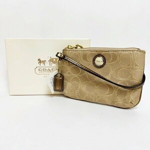 未使用 COACH コーチ シグネチャー ストラップ付ポーチ ベージュ×ゴールド キャンバス レディース 小物入れ 現状品 保管品 格安 HK0204