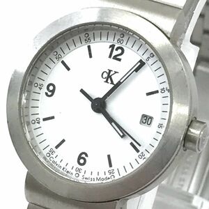 美品 Calvin Klein カルバンクライン 腕時計 K2131 クオーツ ラウンド ホワイト シルバー ウォッチ コレクション 電池交換済み 動作OK