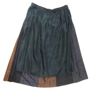 【ハンドメイド品3：送料無料】　紬のリメイク　婦人服　スカート　つむぎの着物をリメイクしました
