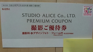 スタジオアリス プレミアムクーポン 全店共通 撮影ご優待券 撮影料+デザインフォト・フレーム付（￥8000相当）24/12/31まで WEB予約特典付