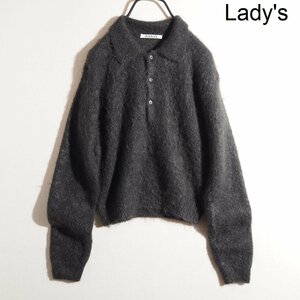 C1776P▼AURALEE オーラリー▼23AW ショート丈 モヘアニットポロ グレー A23AP06KM BRUSHED SUPER KID MOHAIR KNIT SHORT POLO 秋冬 rb mks