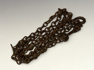 唐銅製 釣釜用 鎖（くさり）茶道具 全長：約２１３㎝ 総重量：６８８g 煎茶道具 金属工芸　b7745o