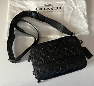 【送料無料】新品◆コーチ COACH◆C2609 シグネチャー柄 ショルダーバッグ 斜め掛けバッグ 黒 クラッチバッグ 男女兼用